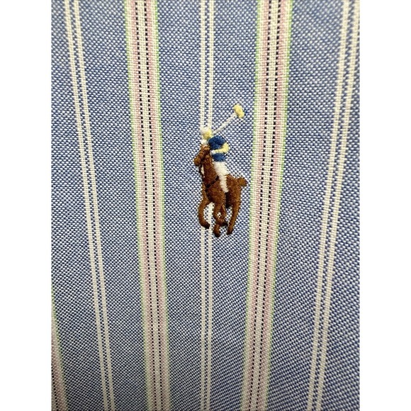 Ralph Lauren Classic Fit Striped Pony Logo Long Sleeve Button Down Size XLT - Picture 5 of 9